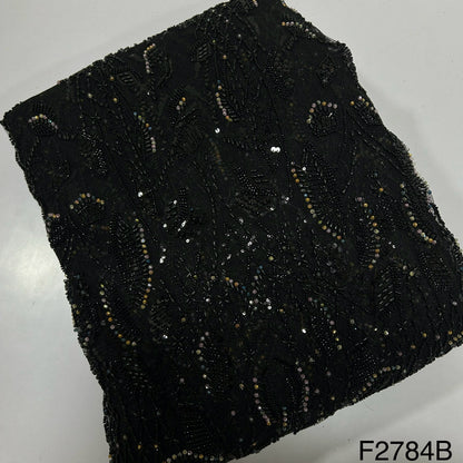 Cut Dana Beads Embroidered Net fabric - F2784