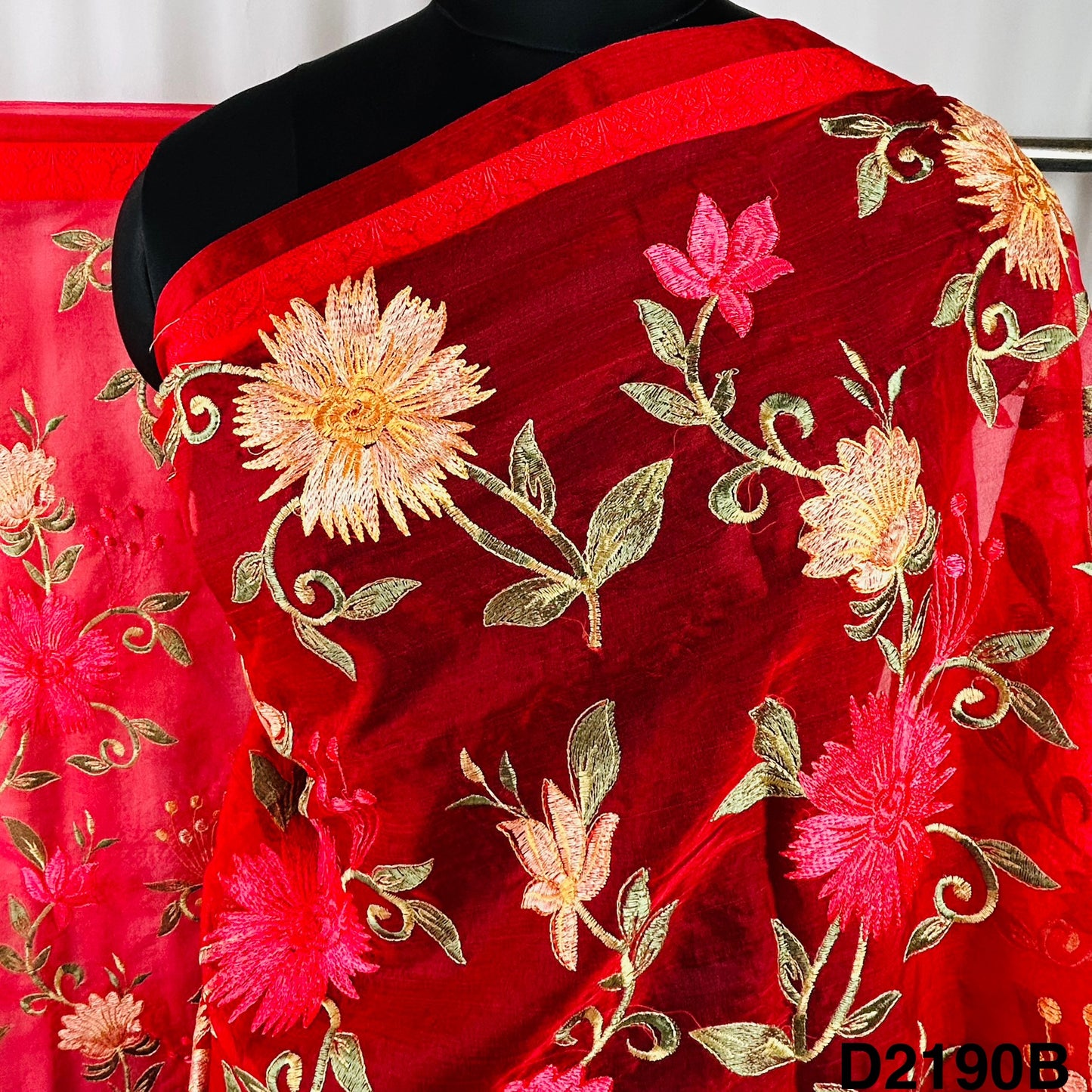 Thread Embroidered Organza Dupatta-D2190