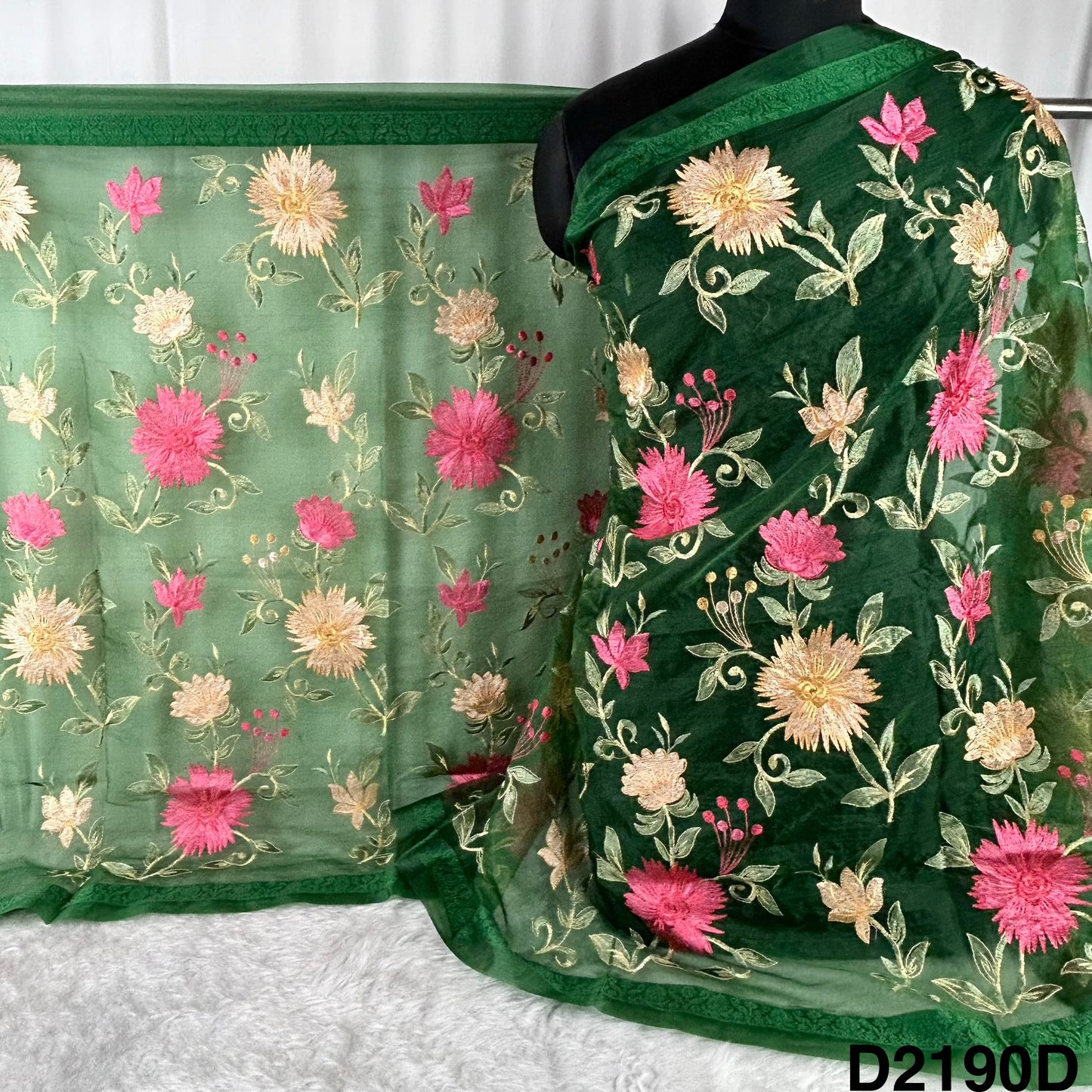 Thread Embroidered Organza Dupatta-D2190