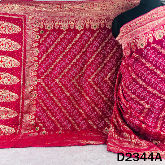 Zari Work Bandhani Print Pure Banarasi Georgette Dupatta - D2344