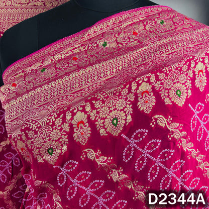 Zari Work Bandhani Print Pure Banarasi Georgette Dupatta - D2344