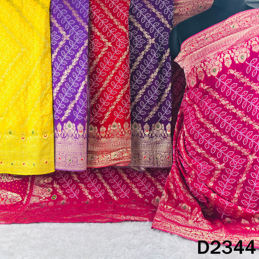 Zari Work Bandhani Print Pure Banarasi Georgette Dupatta - D2344