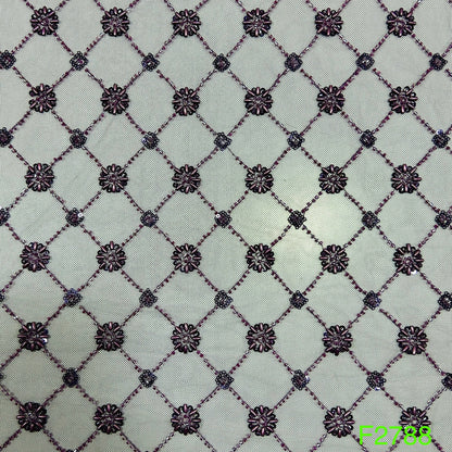 Cut Dana Work Embroidered Net Fabric - F2788