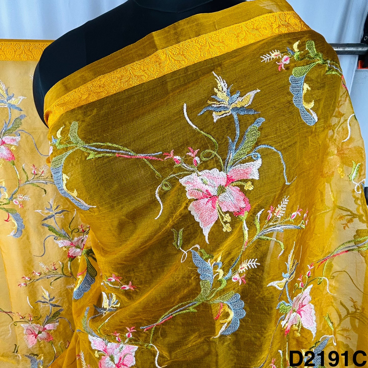 Thread Embroidered Organza Dupatta-D2191