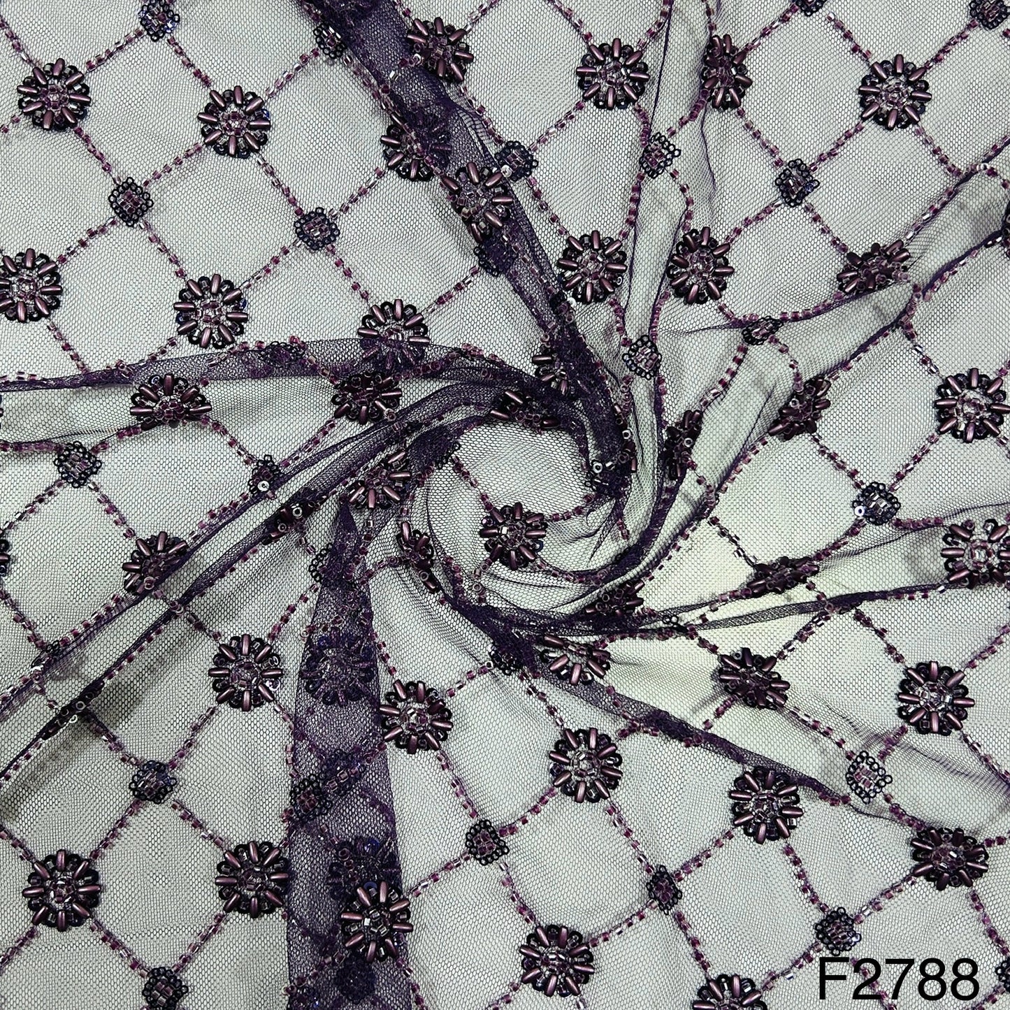 Cut Dana Work Embroidered Net Fabric - F2788