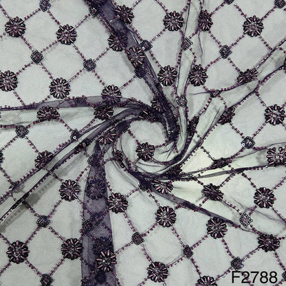 Cut Dana Work Embroidered Net Fabric - F2788
