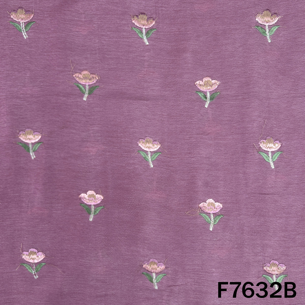 Thread Embroiderd Dola Silk Fabric - F7632