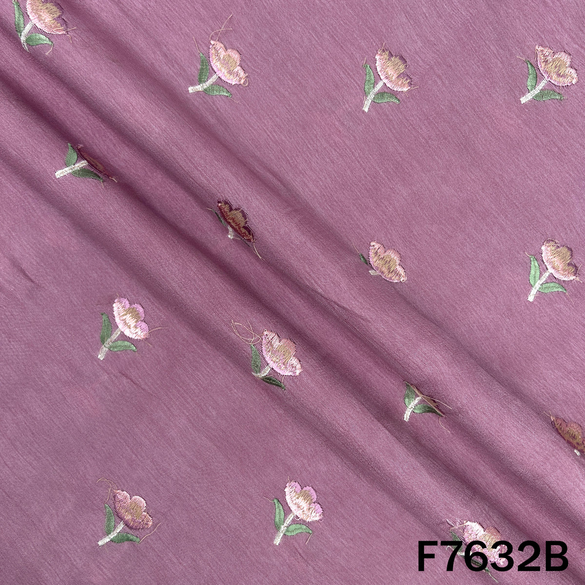 Thread Embroiderd Dola Silk Fabric - F7632