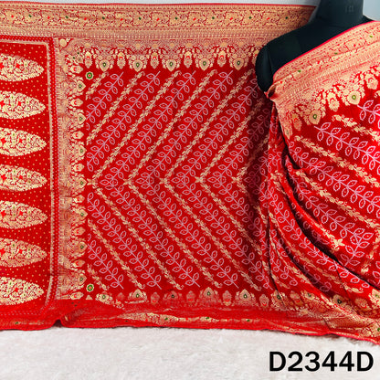 Zari Work Bandhani Print Pure Banarasi Georgette Dupatta - D2344