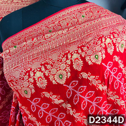 Zari Work Bandhani Print Pure Banarasi Georgette Dupatta - D2344