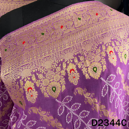 Zari Work Bandhani Print Pure Banarasi Georgette Dupatta - D2344