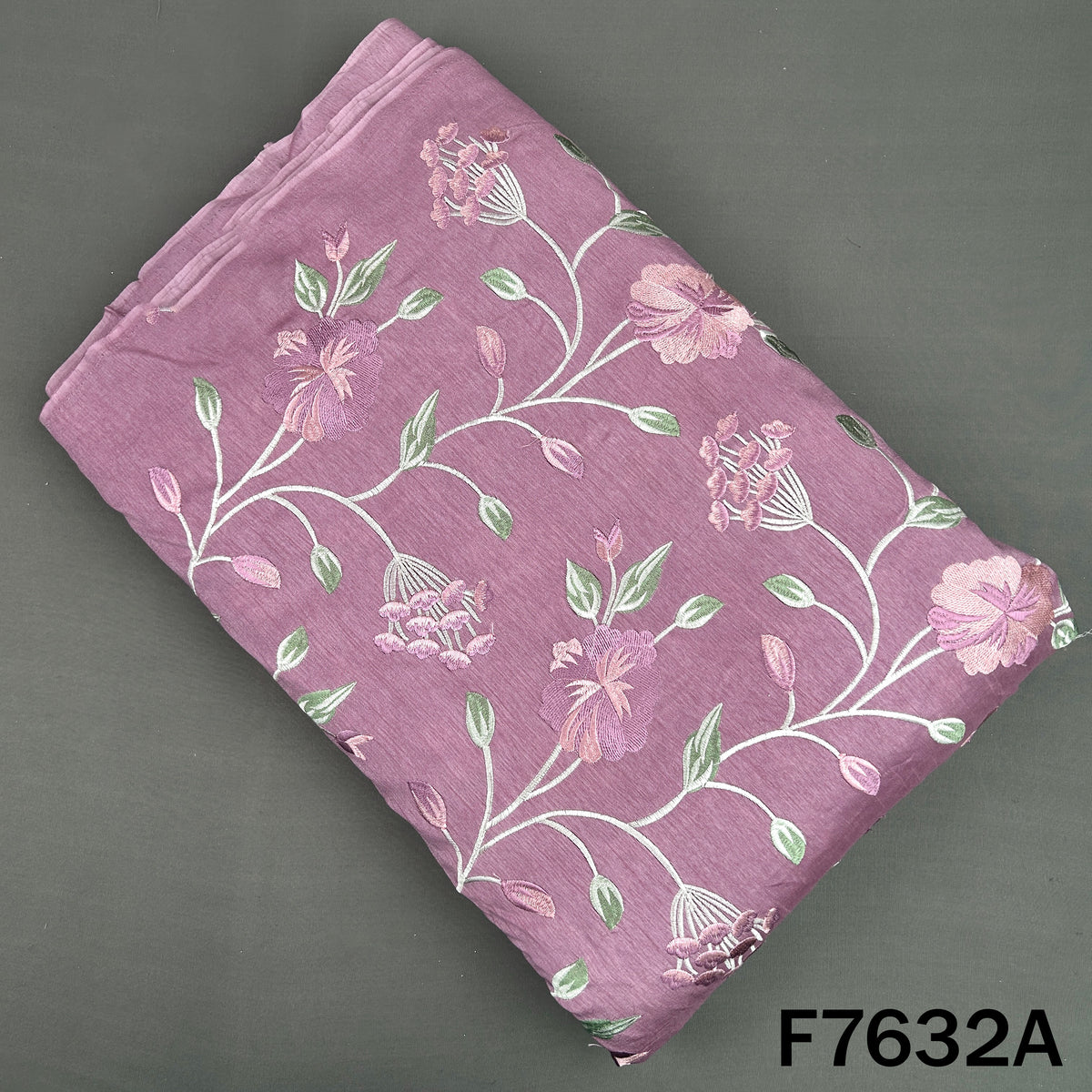 Thread Embroiderd Dola Silk Fabric - F7632