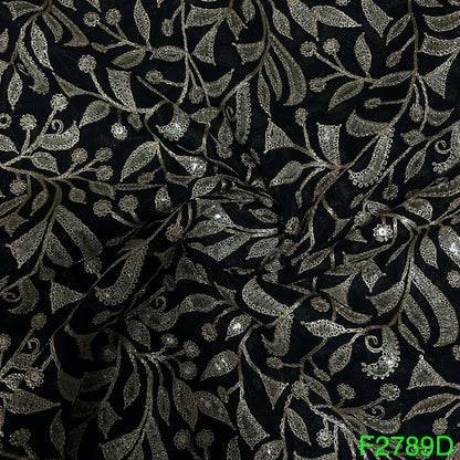 Zari Sequins Georgette Fabric-F2789