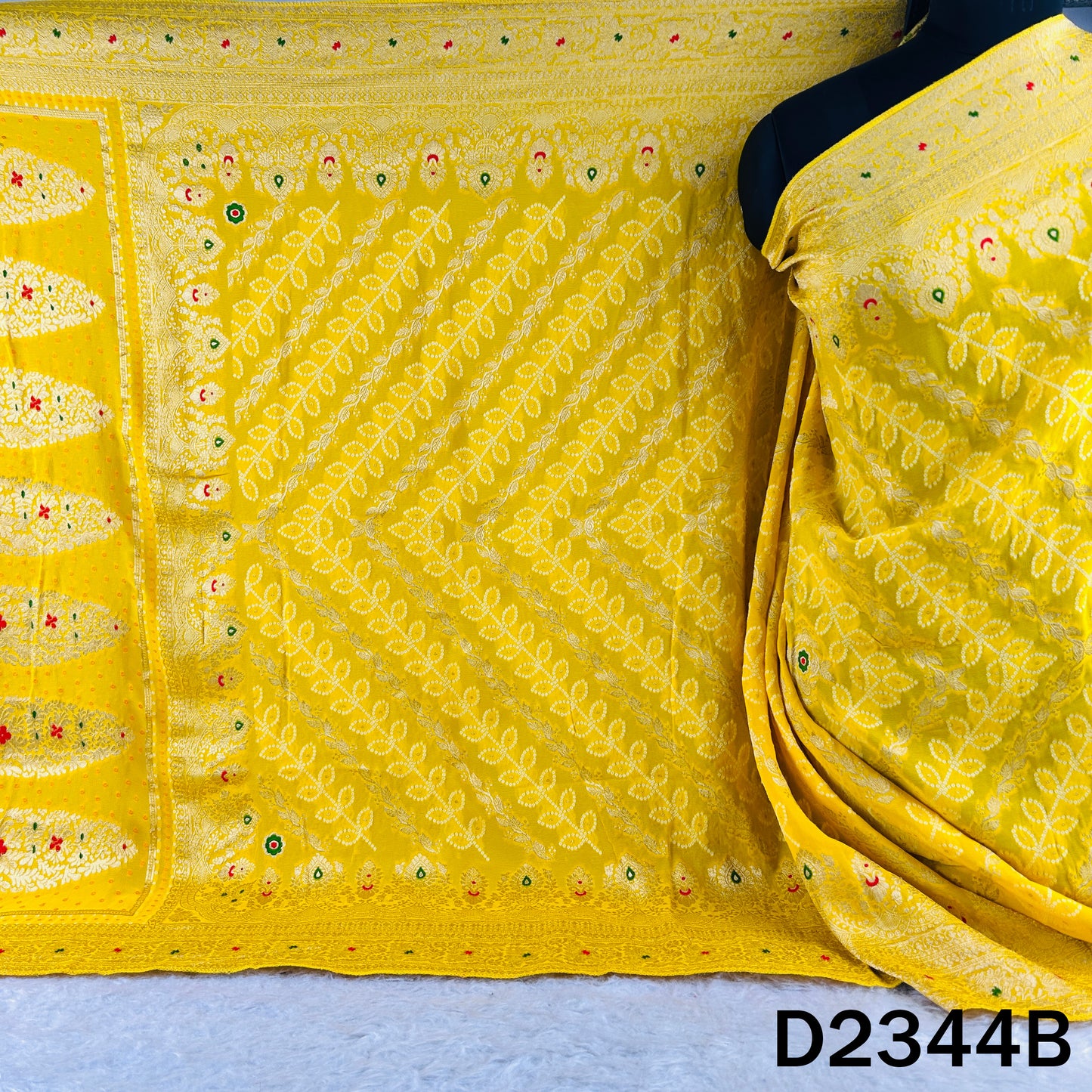 Zari Work Bandhani Print Pure Banarasi Georgette Dupatta - D2344