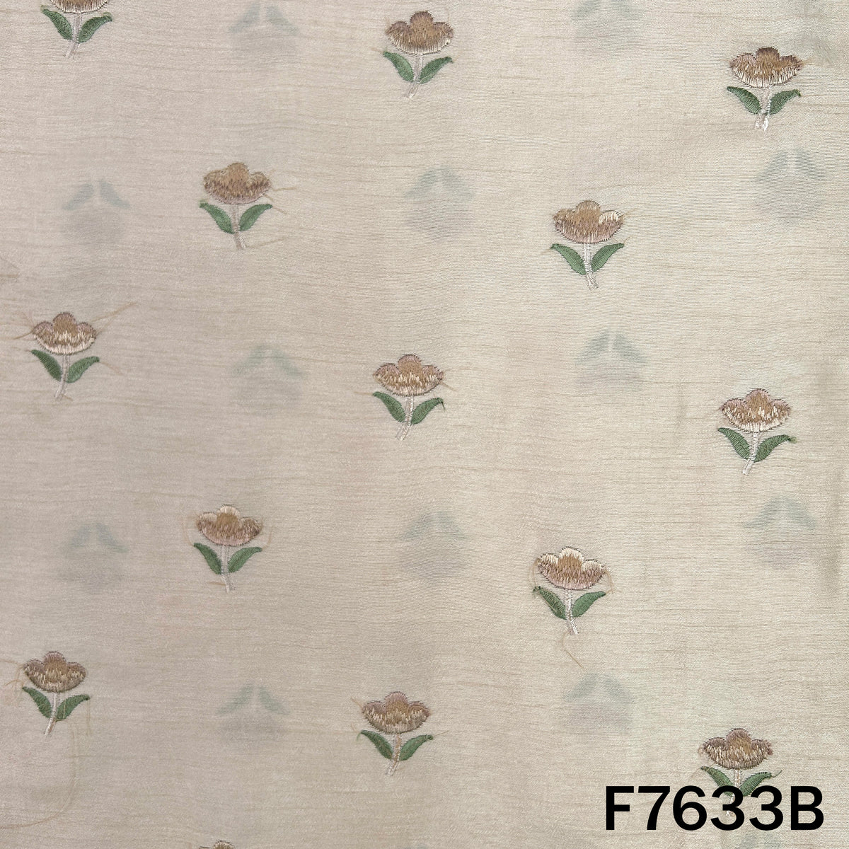 Thread Embroiderd Dola Silk Fabric - F7633