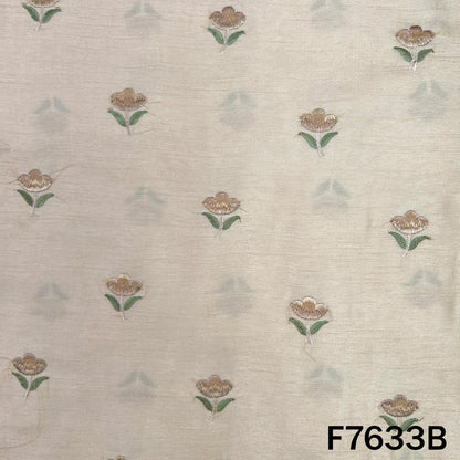 Thread Embroiderd Dola Silk Fabric - F7633