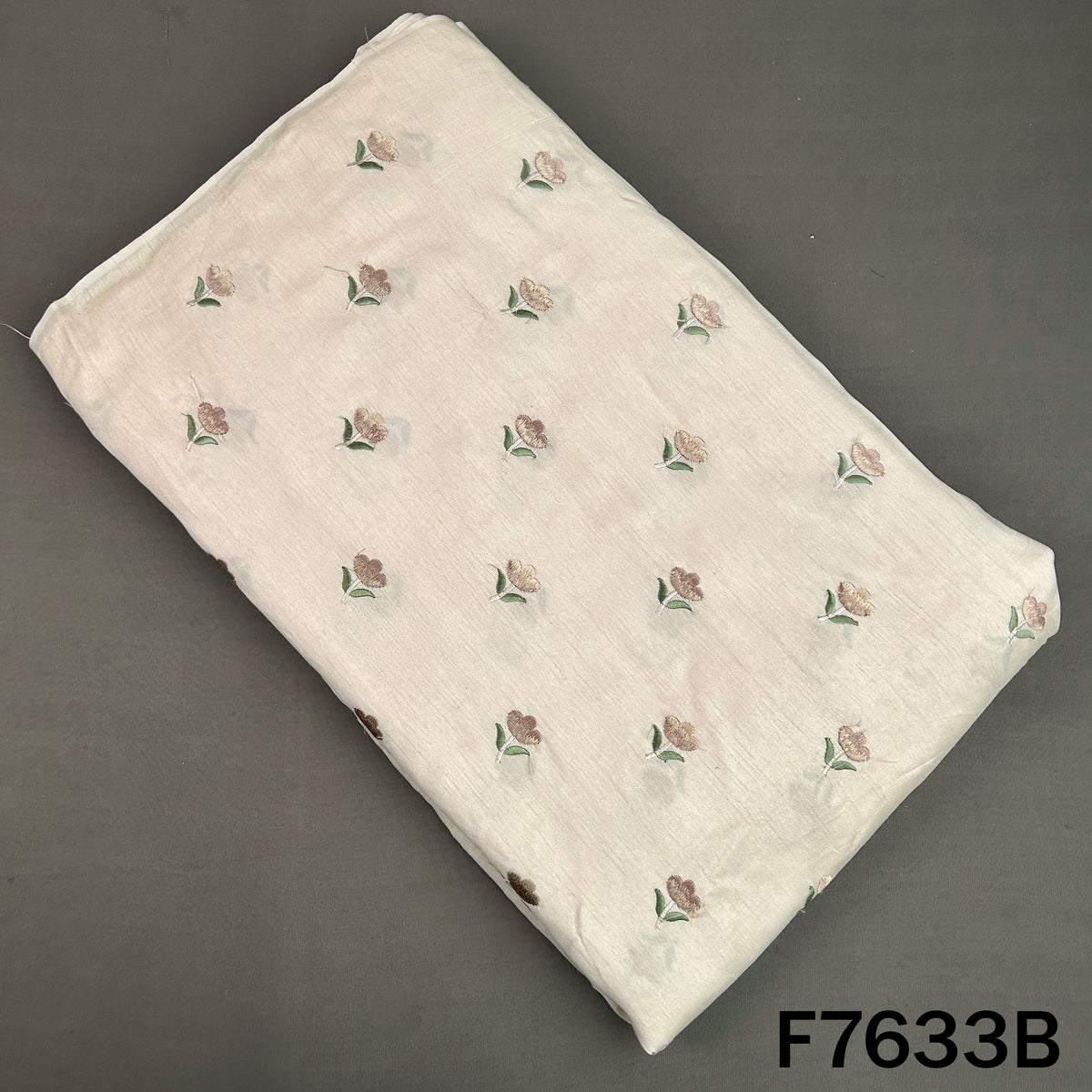 Thread Embroiderd Dola Silk Fabric - F7633