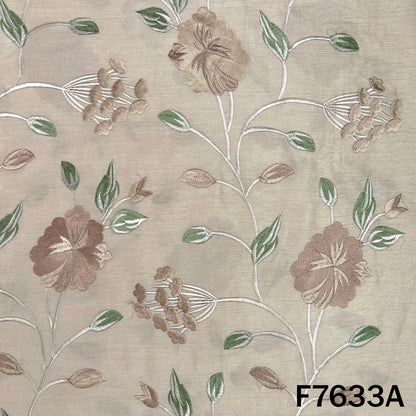 Thread Embroiderd Dola Silk Fabric - F7633