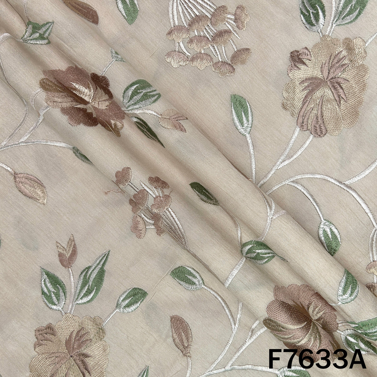 Thread Embroiderd Dola Silk Fabric - F7633