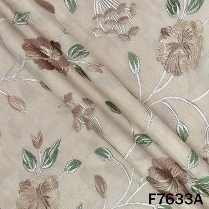 Thread Embroiderd Dola Silk Fabric - F7633