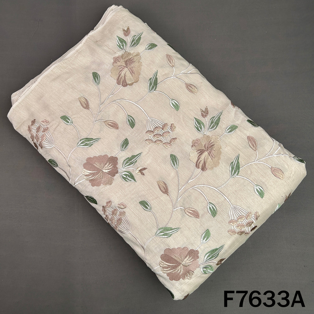 Thread Embroiderd Dola Silk Fabric - F7633