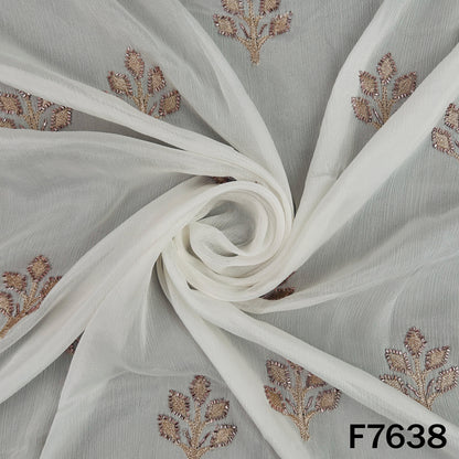 Dyeable Cut Dana Zari Work Chinnon Chiffon Fabric - F7638