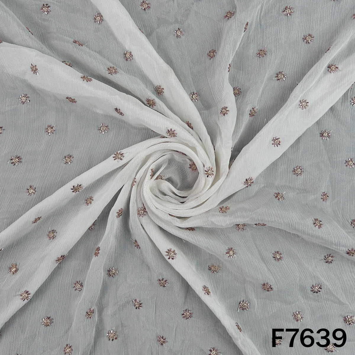 Dyeable Cut Dana Zari Work Chinnon Chiffon Fabric - F7639
