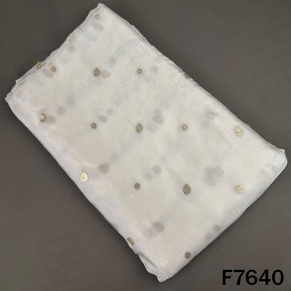Dyeable Self Jacquard Zari Work Satin Organza Fabric - F7640