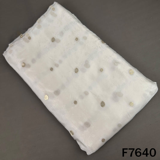 Dyeable Self Jacquard Zari Work Satin Organza Fabric - F7640