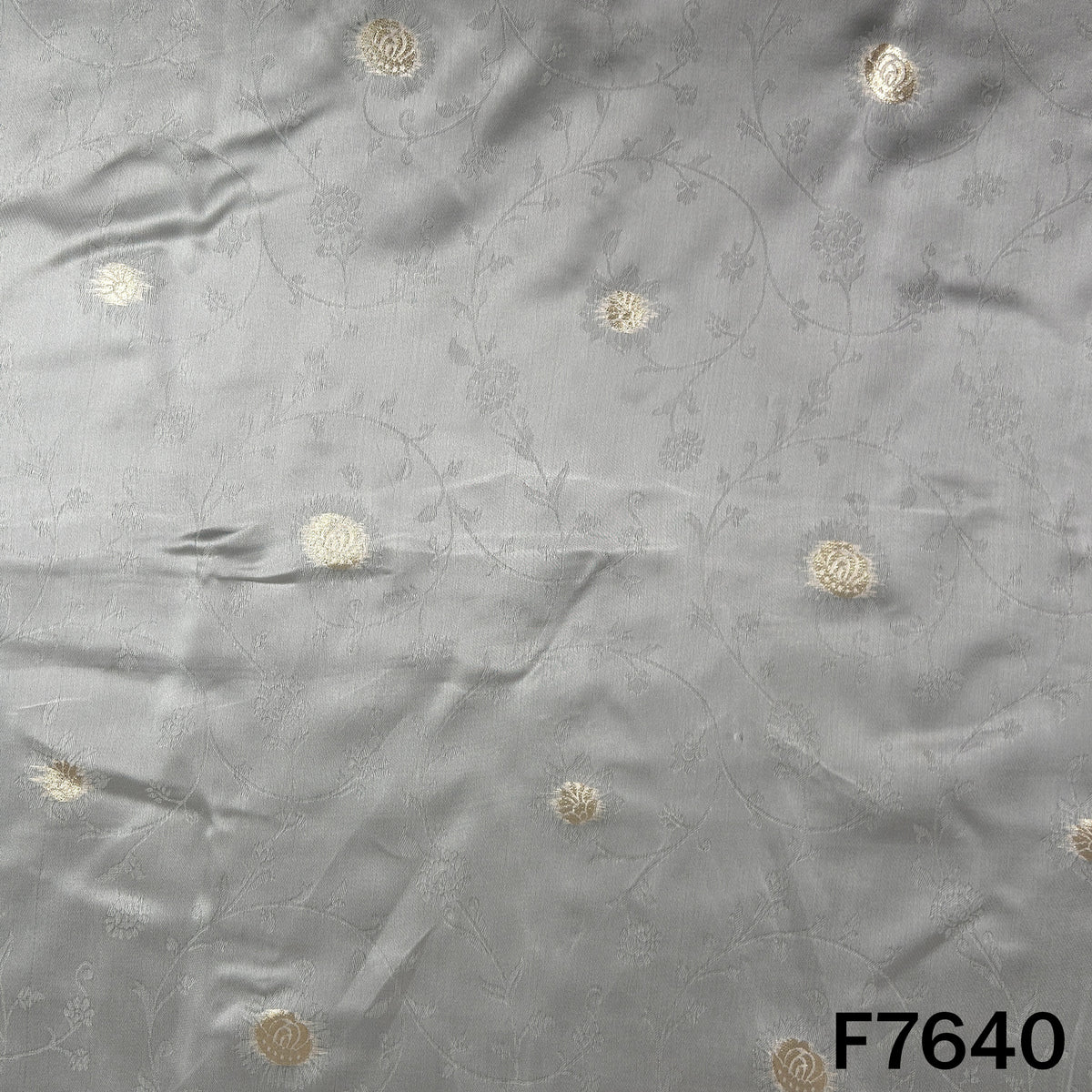 Dyeable Self Jacquard Zari Work Satin Organza Fabric - F7640