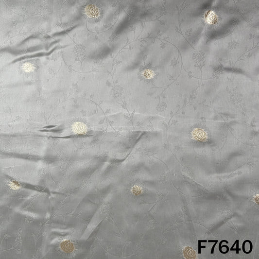 Dyeable Self Jacquard Zari Work Satin Organza Fabric - F7640