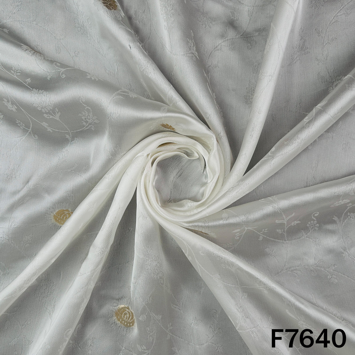 Dyeable Self Jacquard Zari Work Satin Organza Fabric - F7640