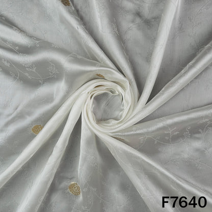 Dyeable Self Jacquard Zari Work Satin Organza Fabric - F7640