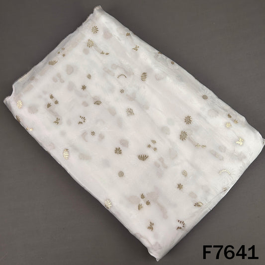Dyeable Self Jacquard Zari Work Satin Organza Fabric - F7641