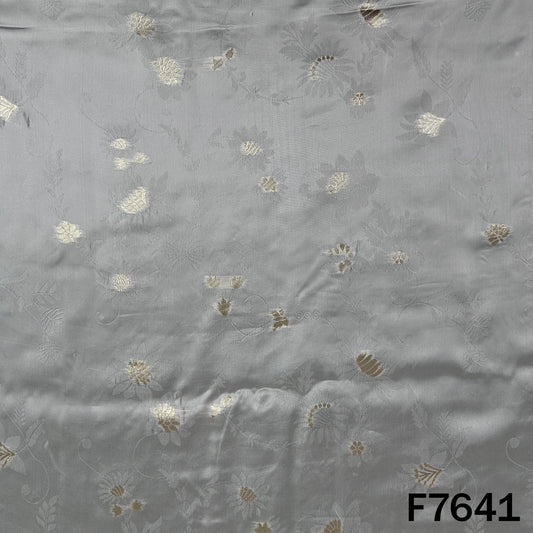Dyeable Self Jacquard Zari Work Satin Organza Fabric - F7641