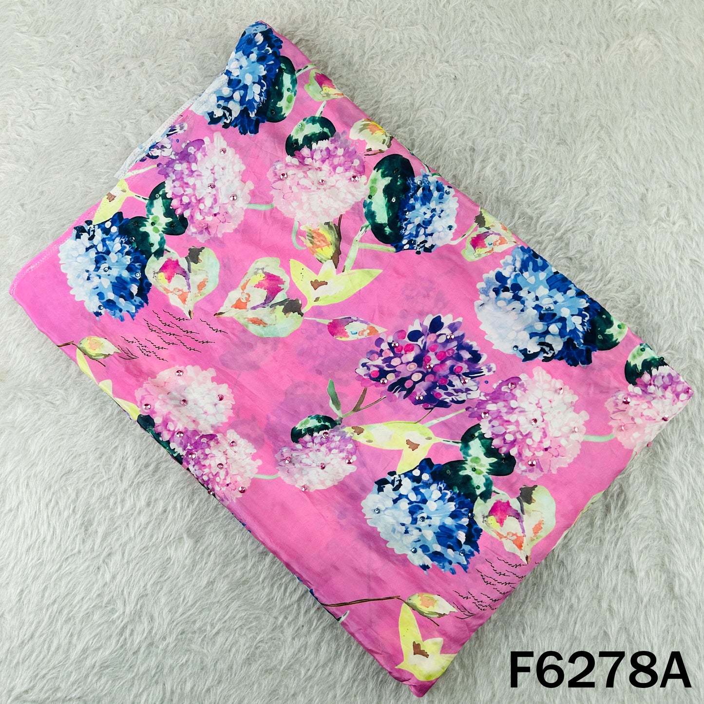 Digital Print Sequins Work Crepe Fabric - F6278