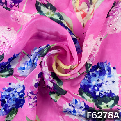 Digital Print Sequins Work Crepe Fabric - F6278