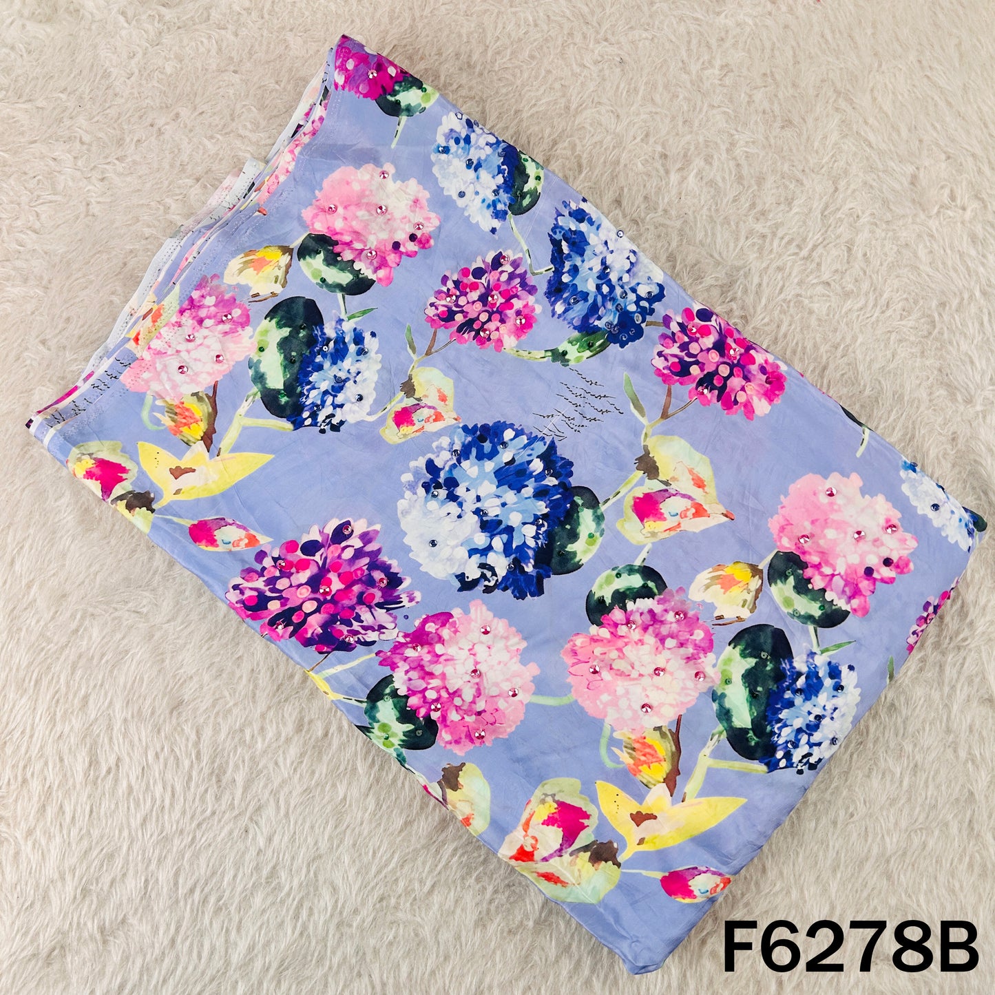 Digital Print Sequins Work Crepe Fabric - F6278