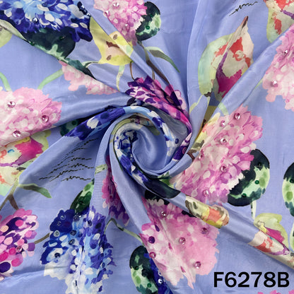 Digital Print Sequins Work Crepe Fabric - F6278
