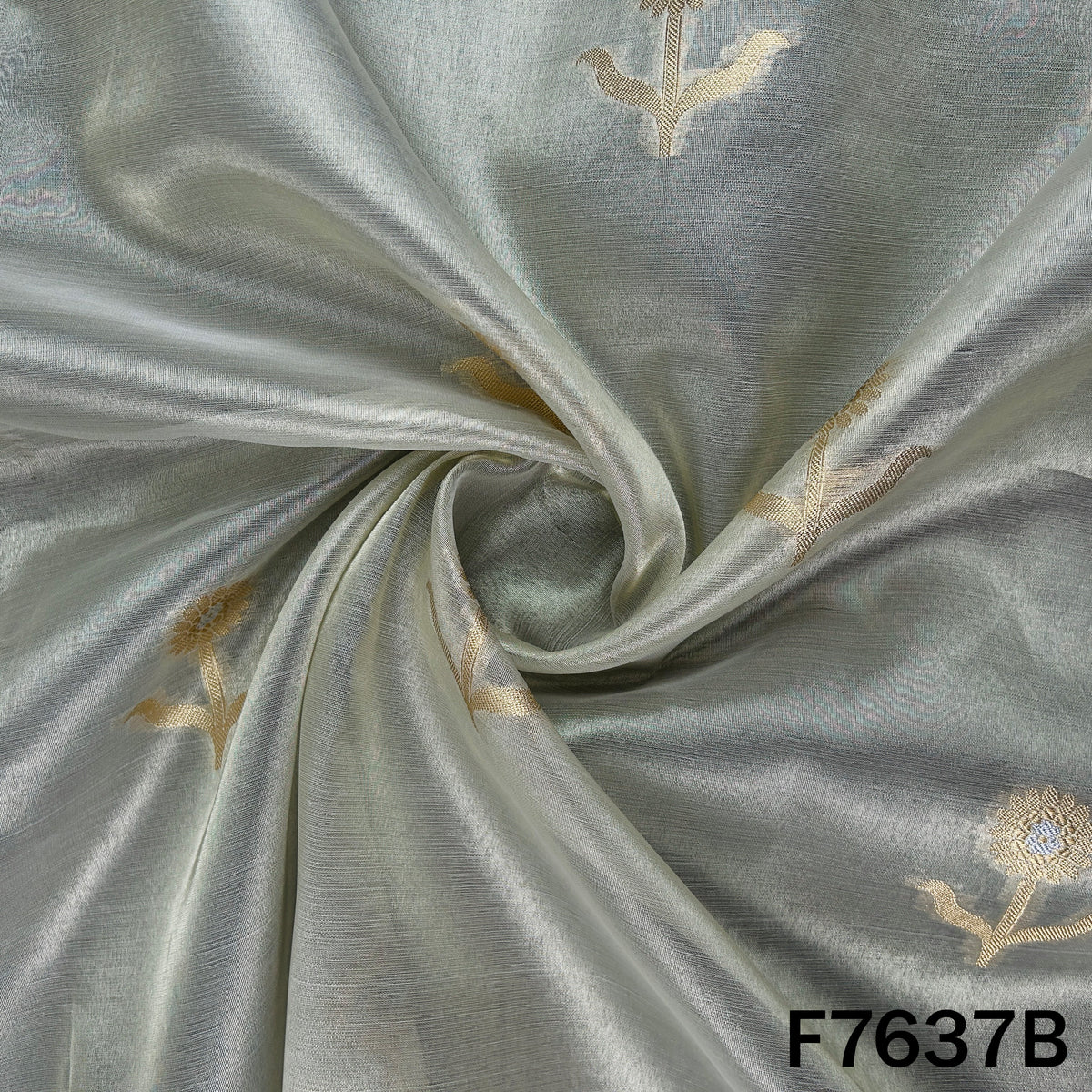 Zari Work Tissue Organza Fabric - F7637