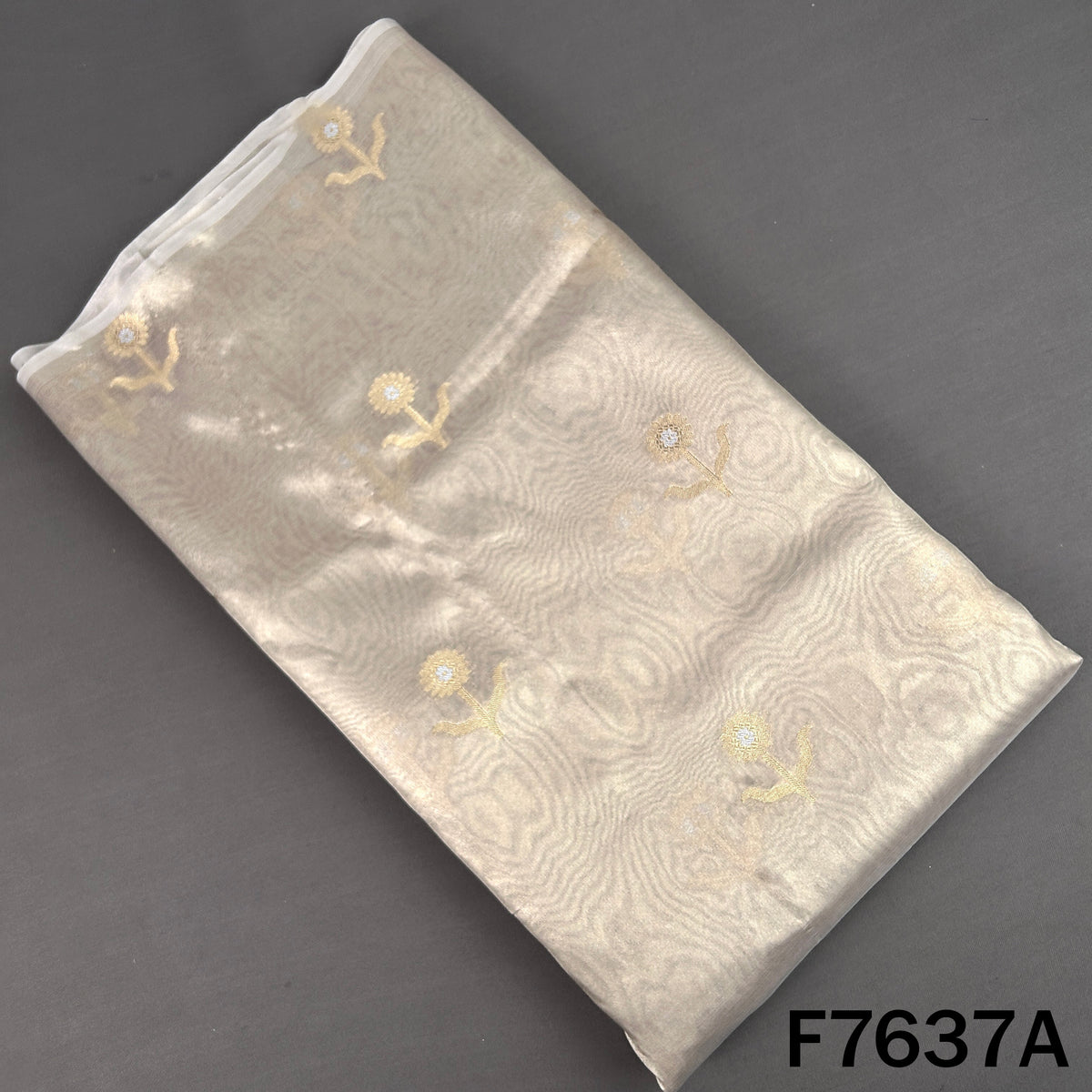 Zari Work Tissue Organza Fabric - F7637