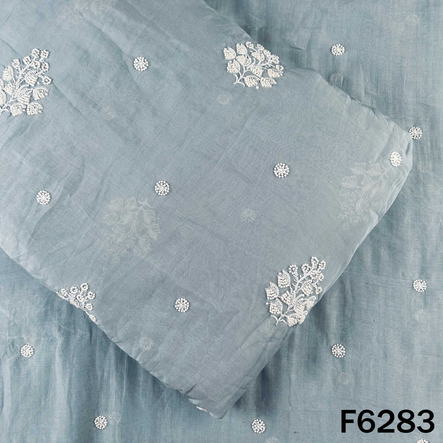 Cut Dana Thread Sequins Work Mul Chanderi Fabric - F6283