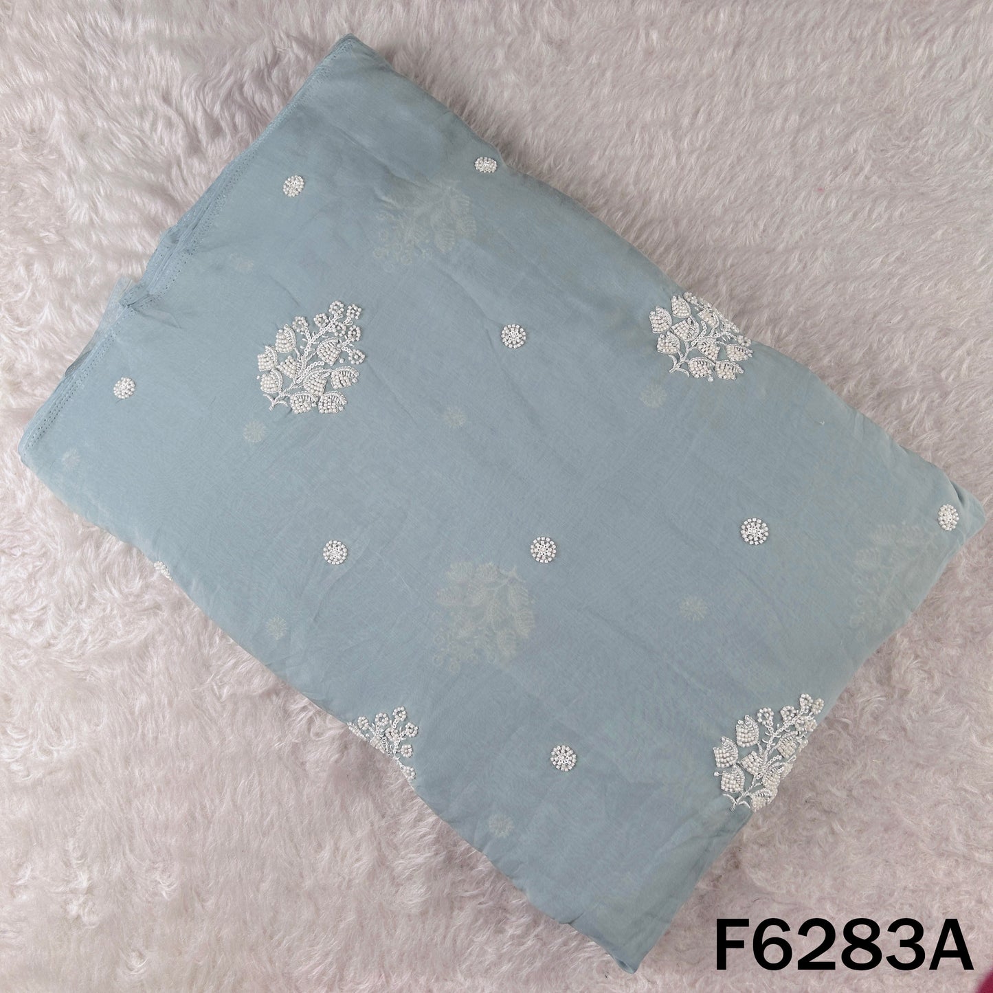 Cut Dana Thread Sequins Work Mul Chanderi Fabric - F6283