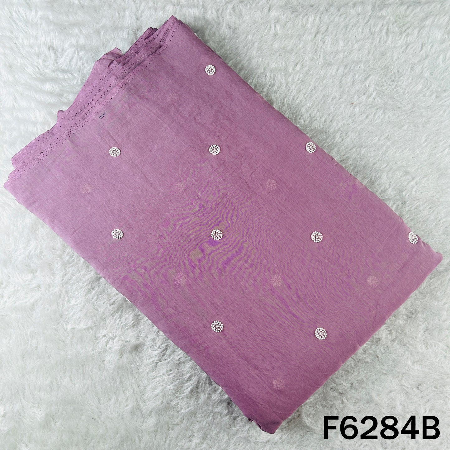 Cut Dana Thread Sequins Work Mul Chanderi Fabric - F6284