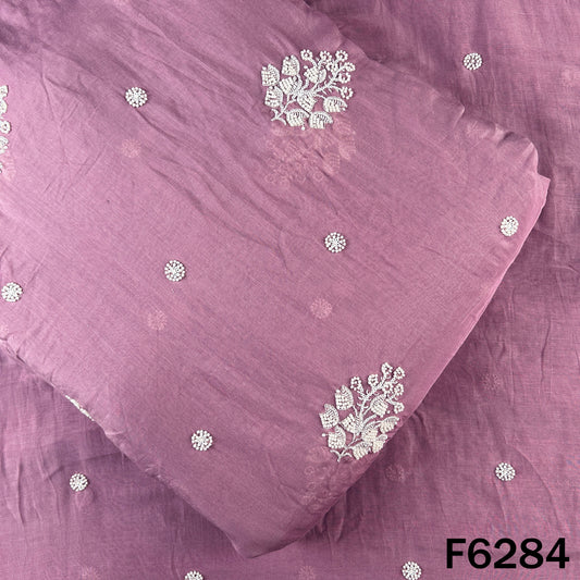 Cut Dana Thread Sequins Work Mul Chanderi Fabric - F6284