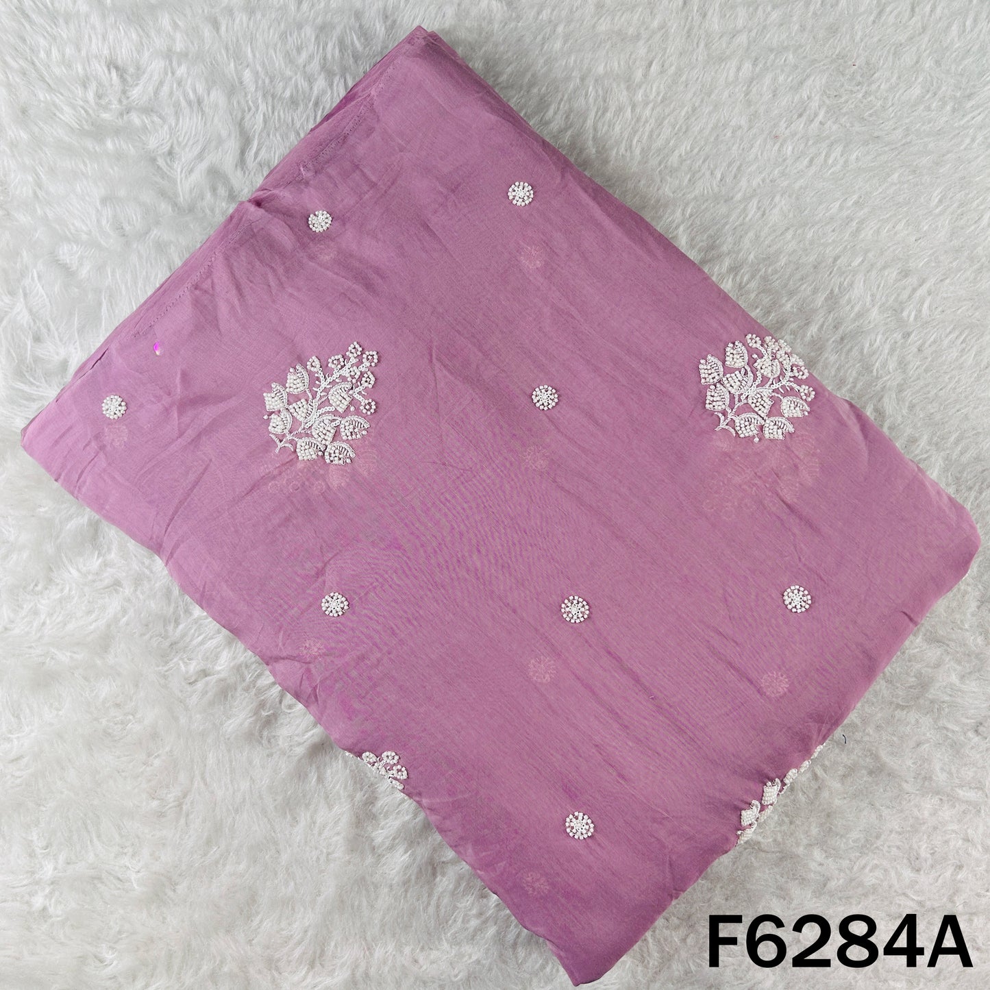 Cut Dana Thread Sequins Work Mul Chanderi Fabric - F6284