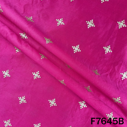 Thread Sequins Embroidered Pure Chanderi Silk Fabric - F7645