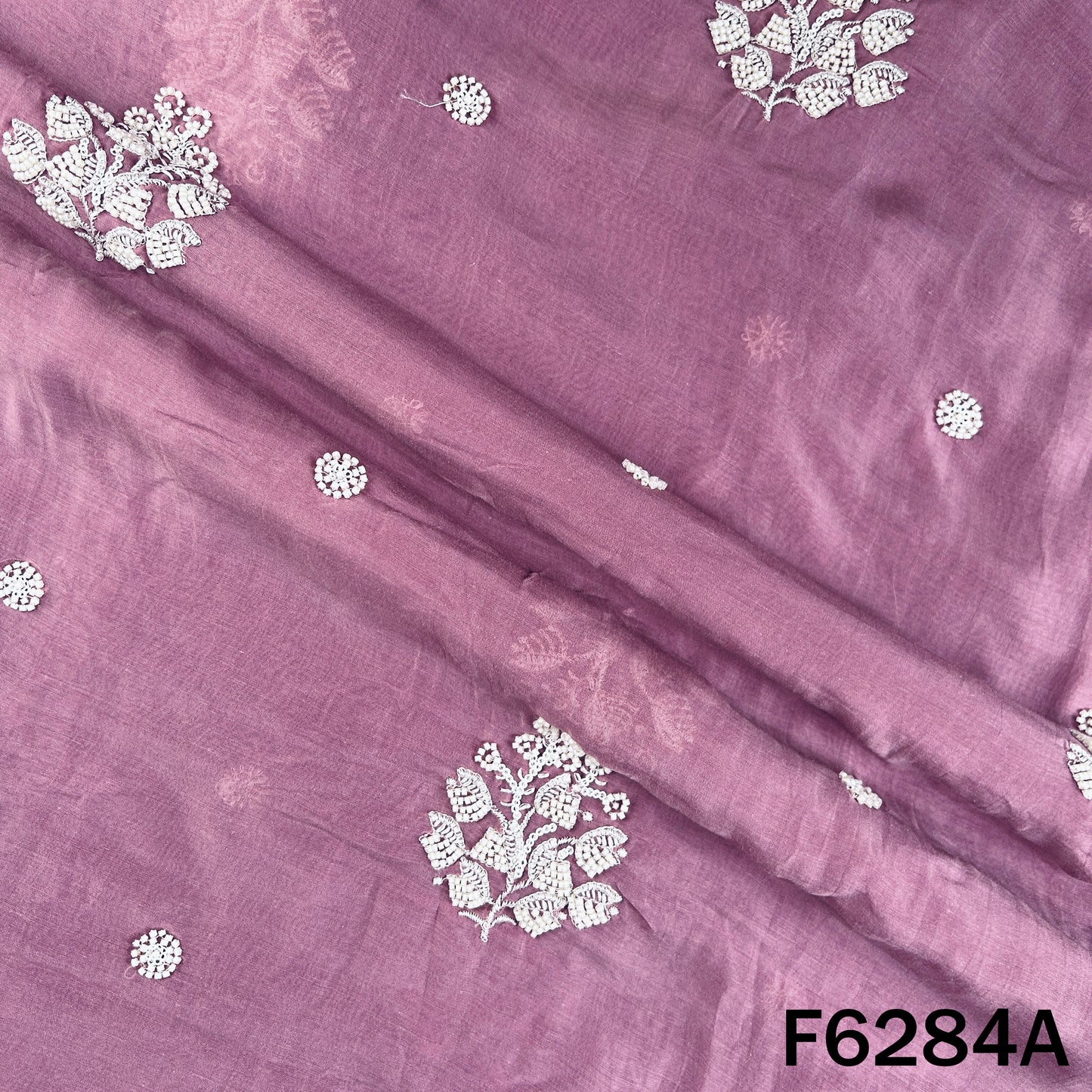 Cut Dana Thread Sequins Work Mul Chanderi Fabric - F6284