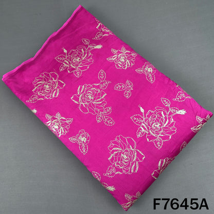 Thread Sequins Embroidered Pure Chanderi Silk Fabric - F7645