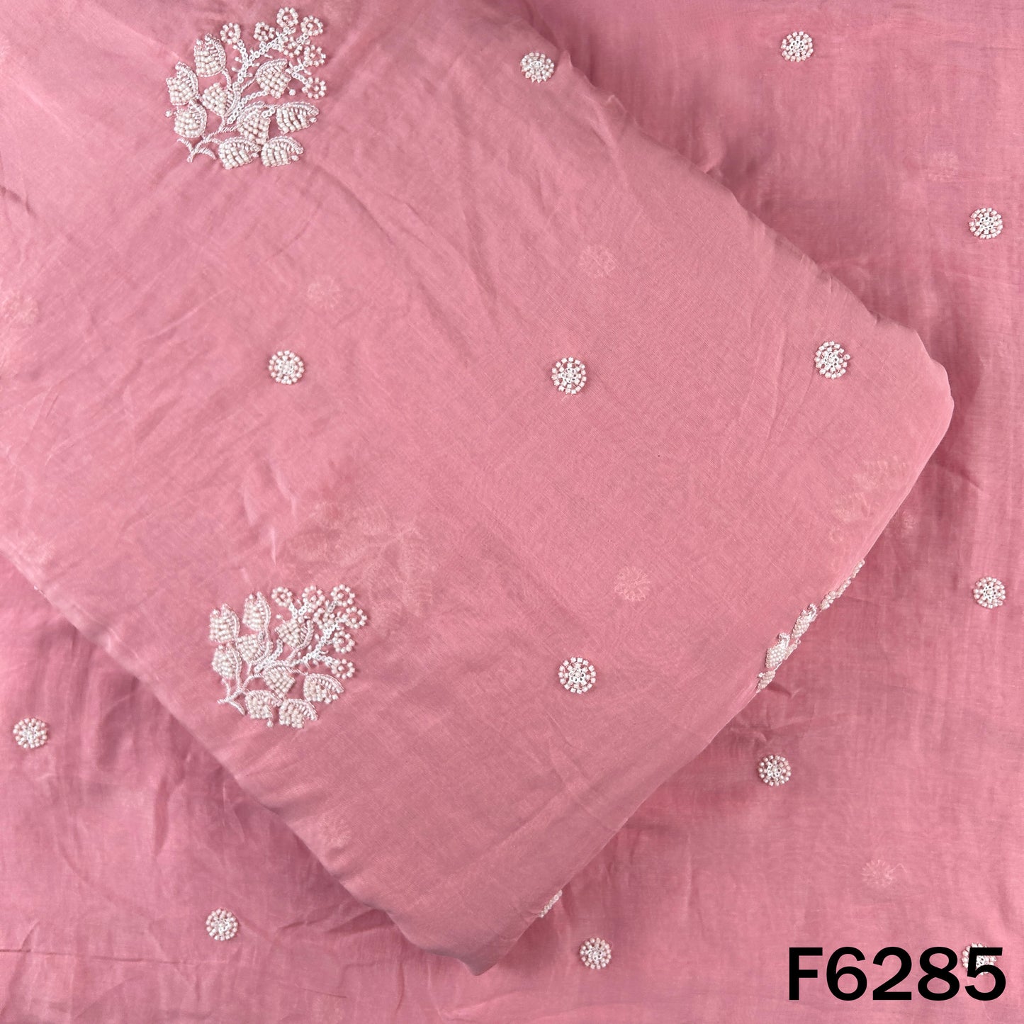 Cut Dana Thread Sequins Work Mul Chanderi Fabric - F6285